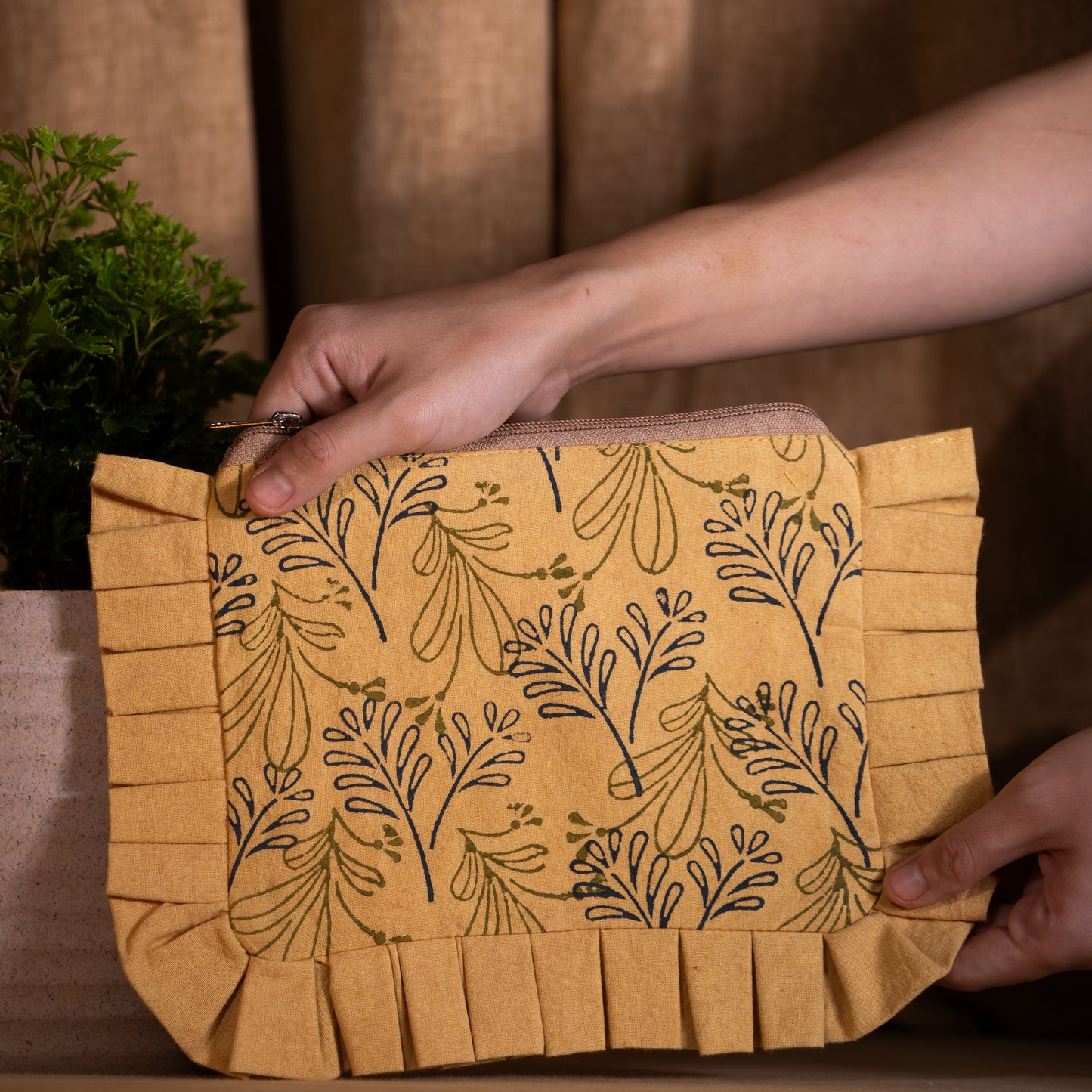 Sunny Yellow Pleated Pouch