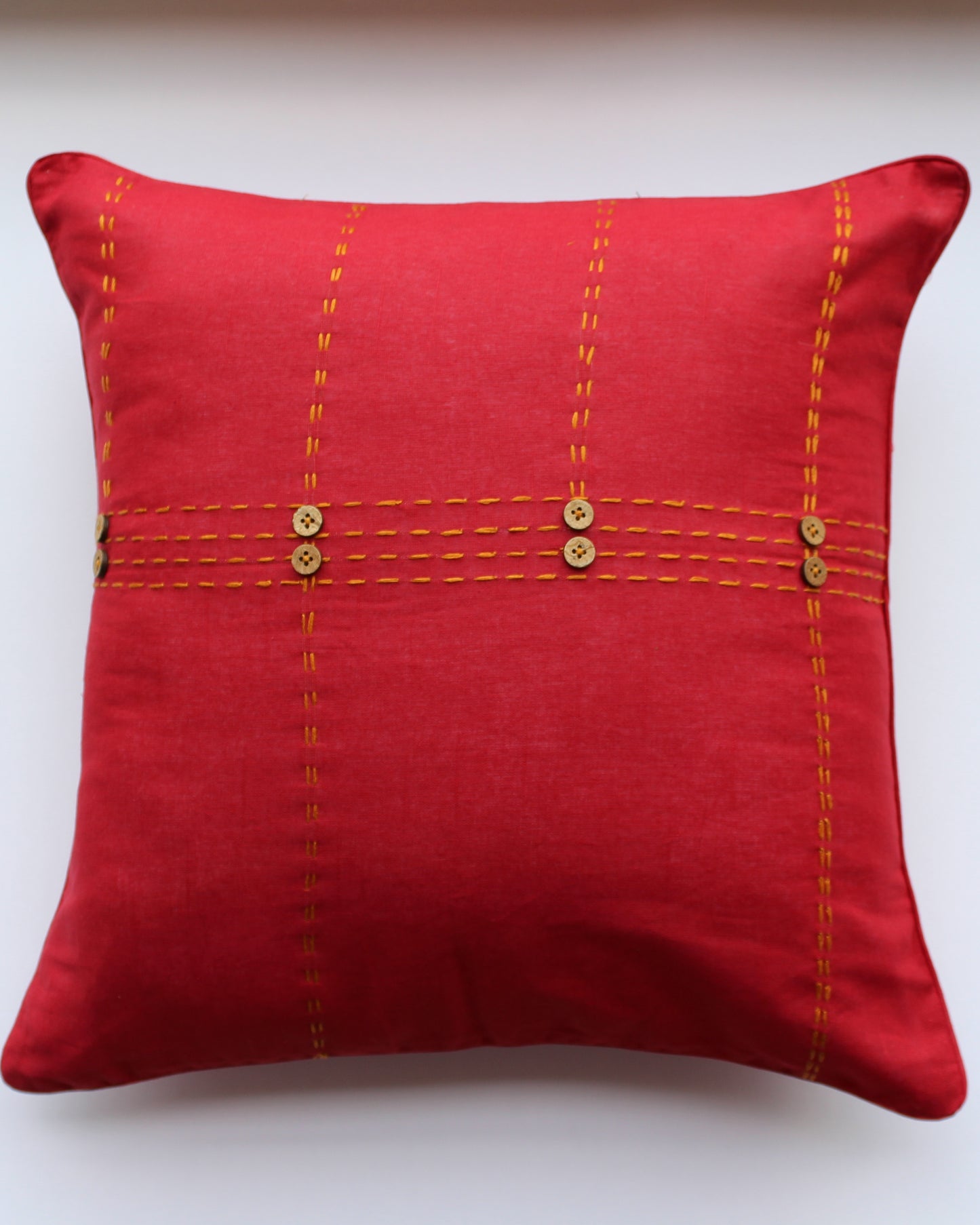Pop Red Hand-Embroidered Cushion Cushion Cover