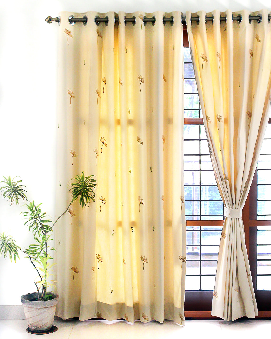Dandelion Hand Block Printed Curtain Set