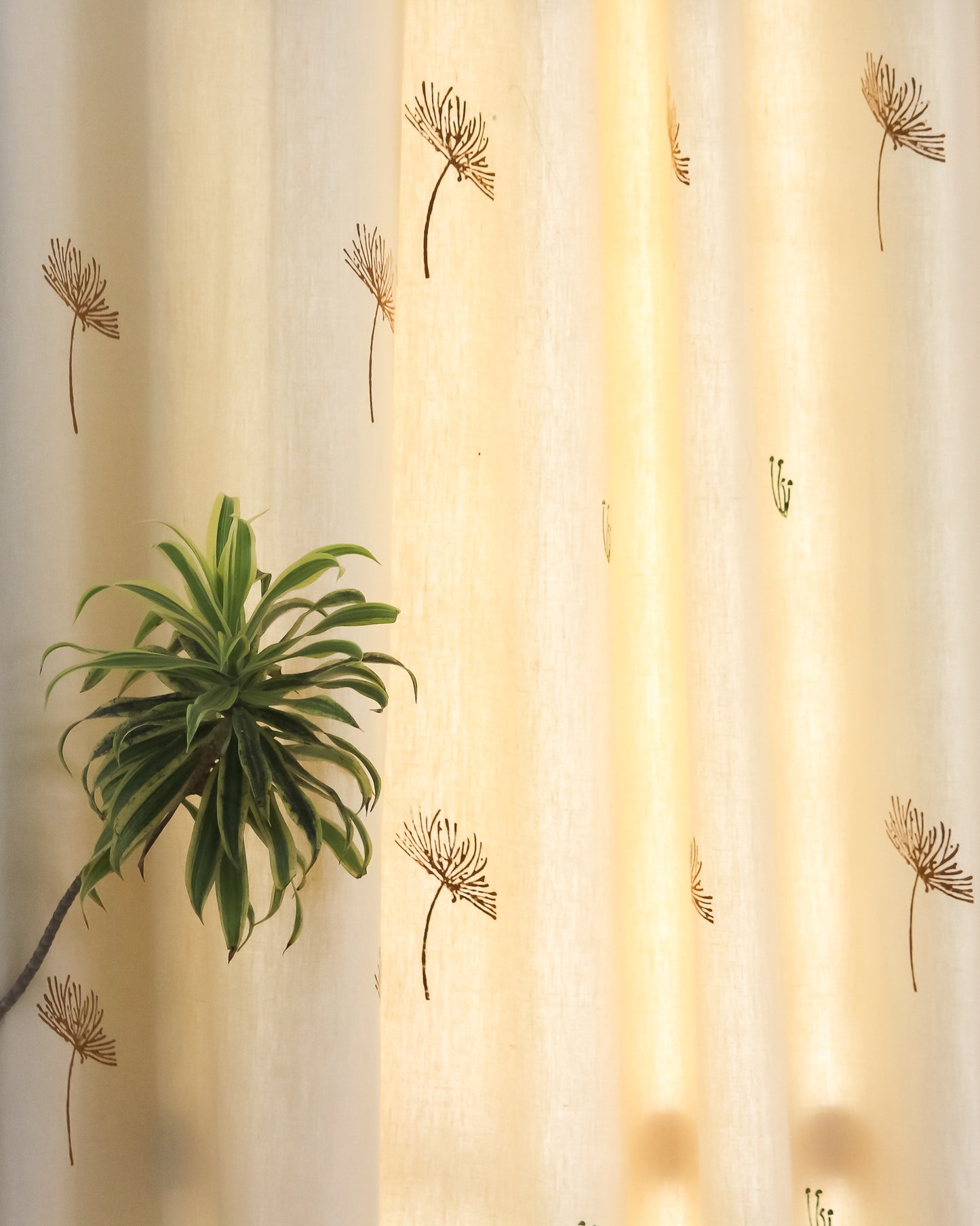 Dandelion Hand Block Printed Curtain Set
