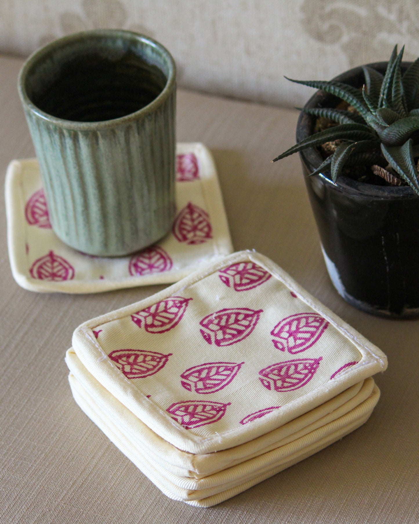 Pink Leaf Coaster