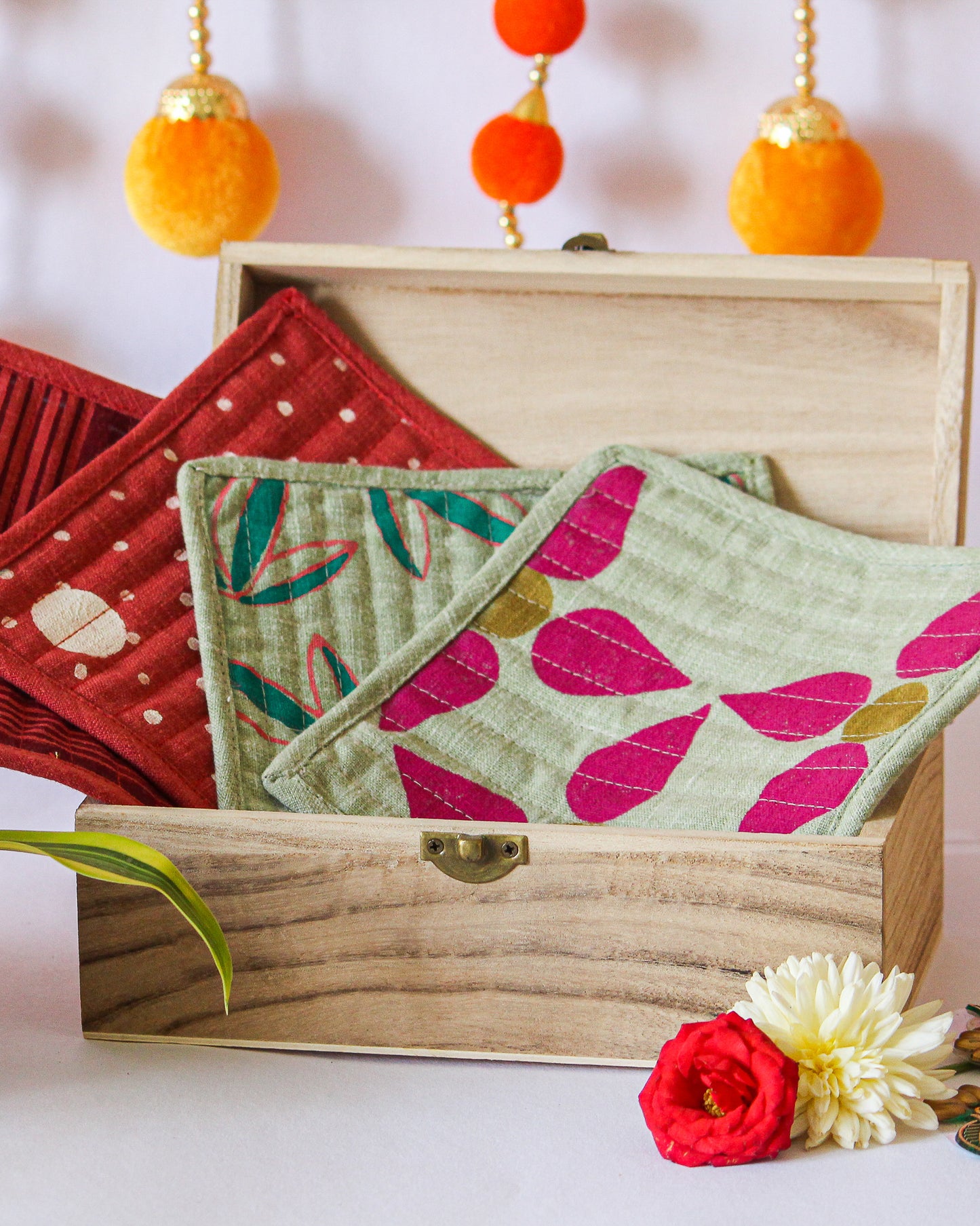 Assorted Square Hand Block Printed Coasters