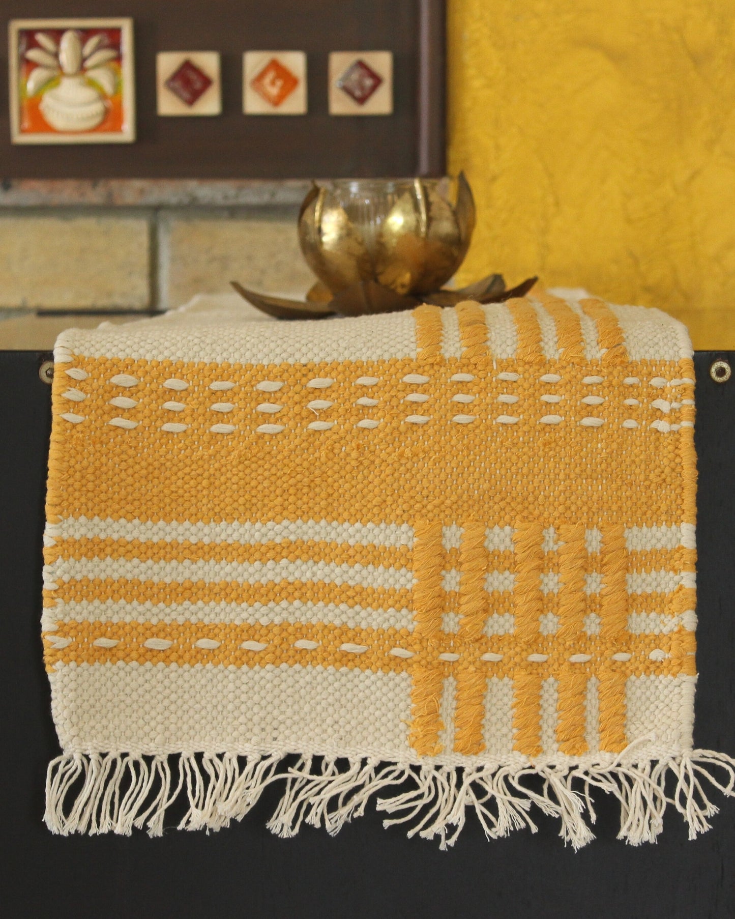 Mustard Yellow Marg Hand Woven Runner