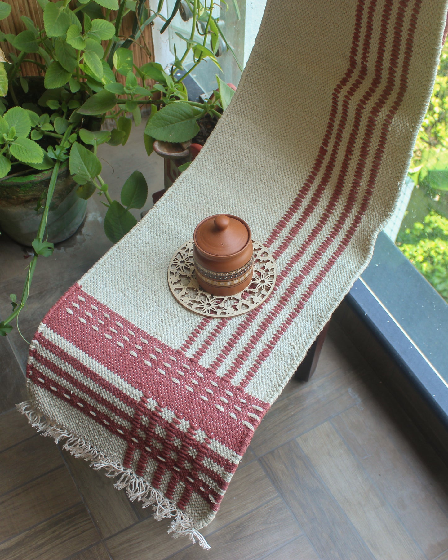 Terracotta Red Marg Hand Woven Runner