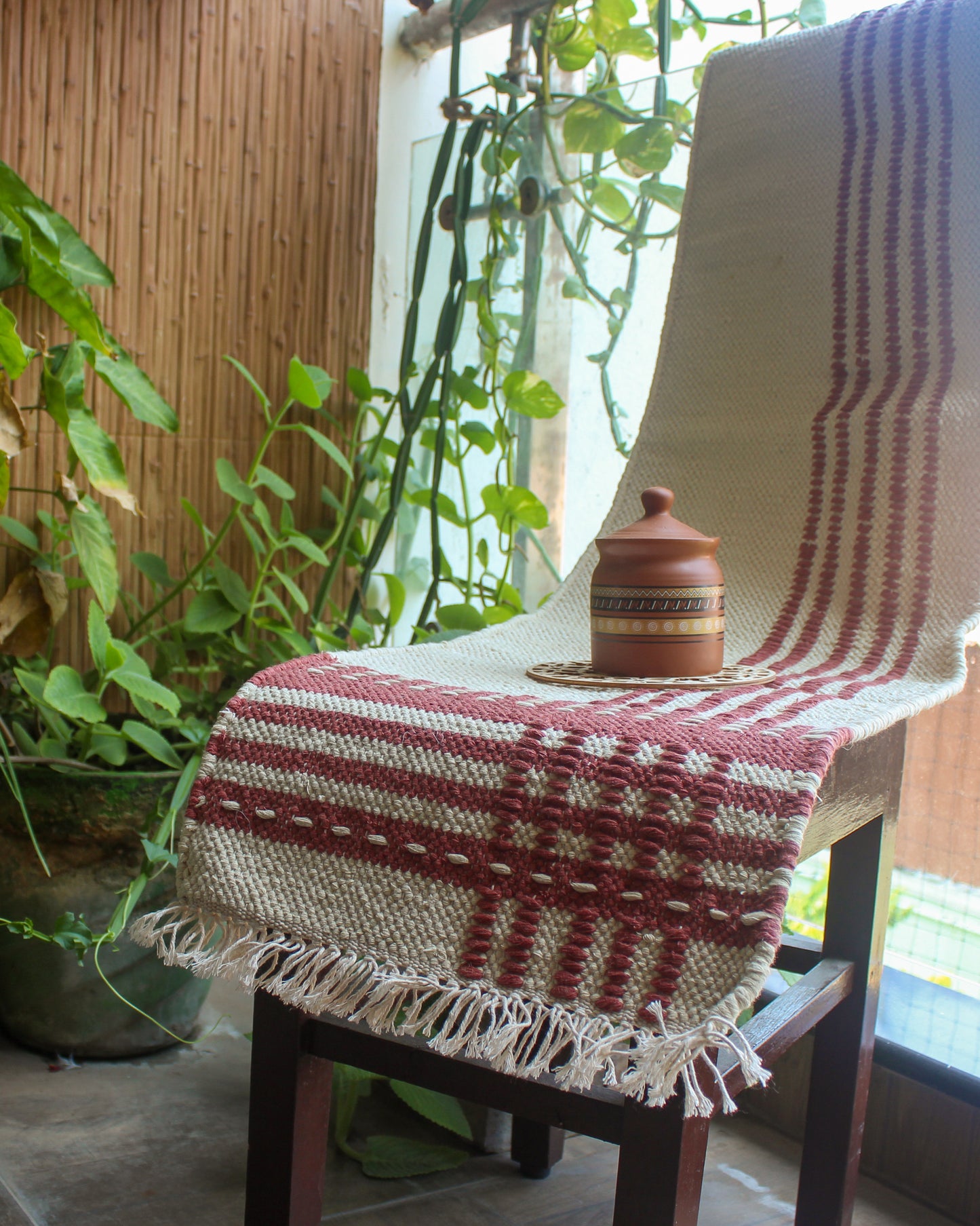 Terracotta Red Marg Hand Woven Runner