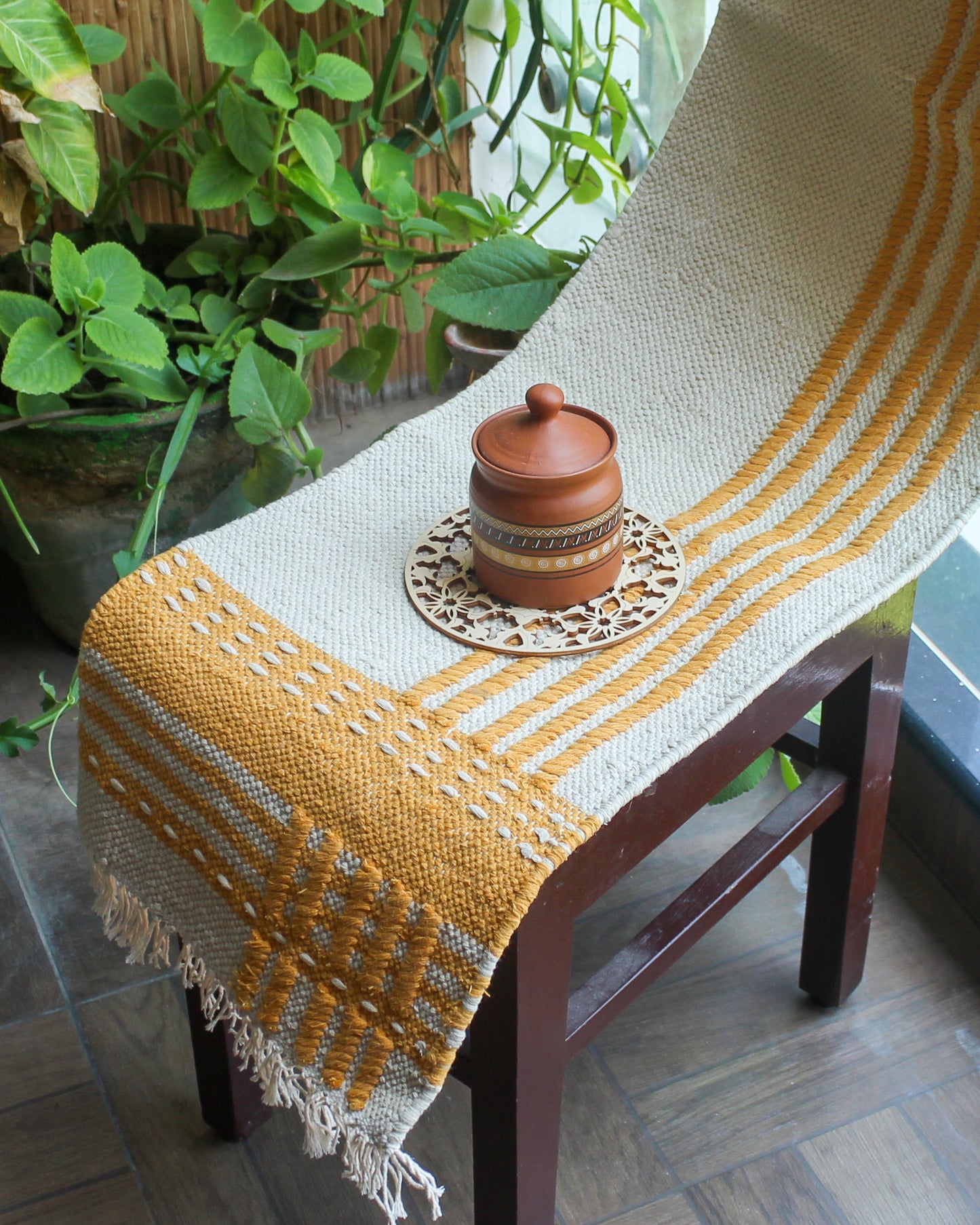 Mustard Yellow Marg Hand Woven Runner
