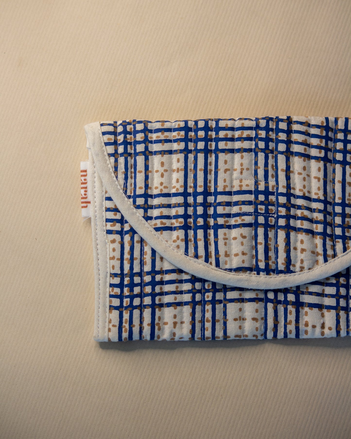 Blue Checks U-Shape Quilted Purse