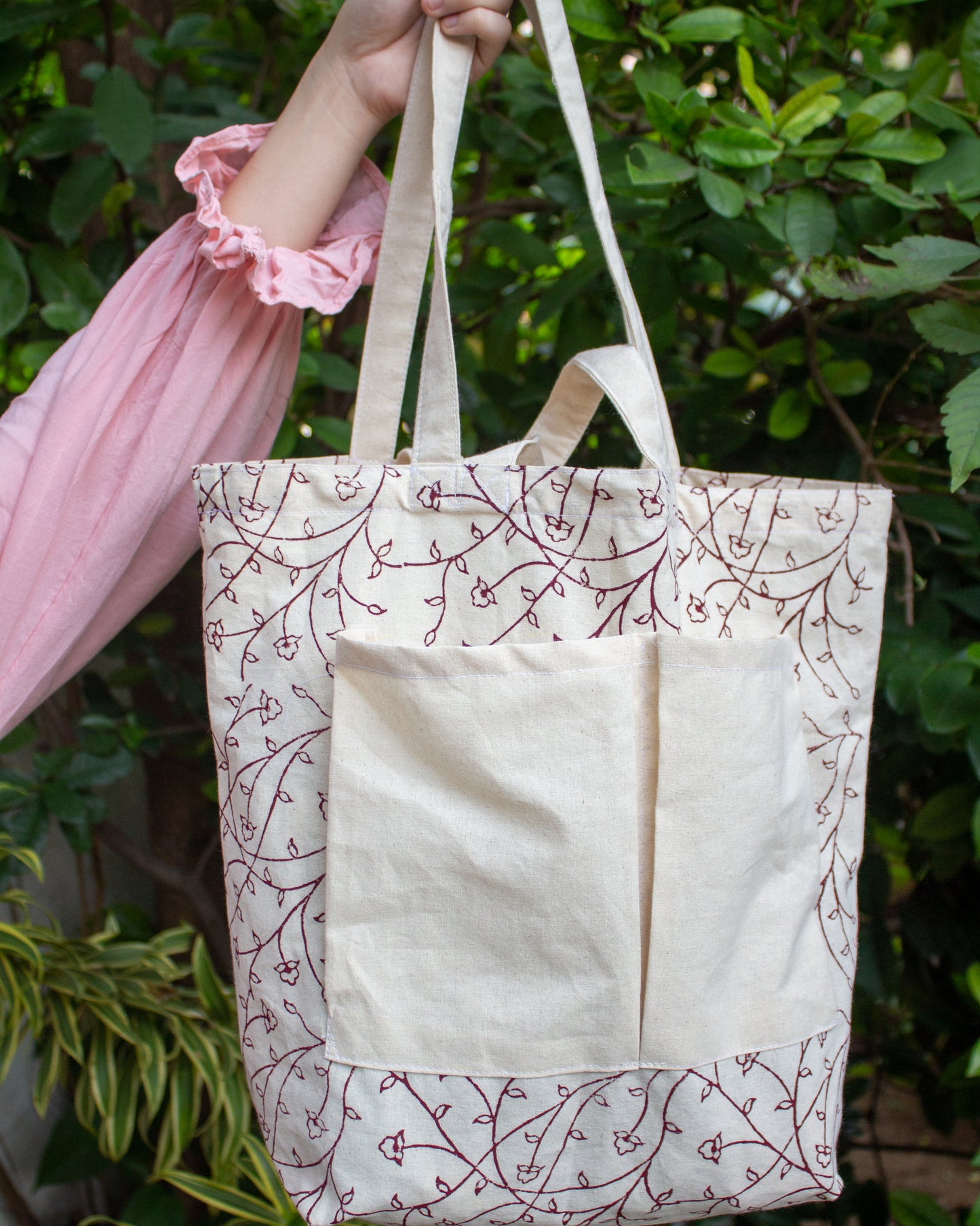Floral Double Hand Tote Bag