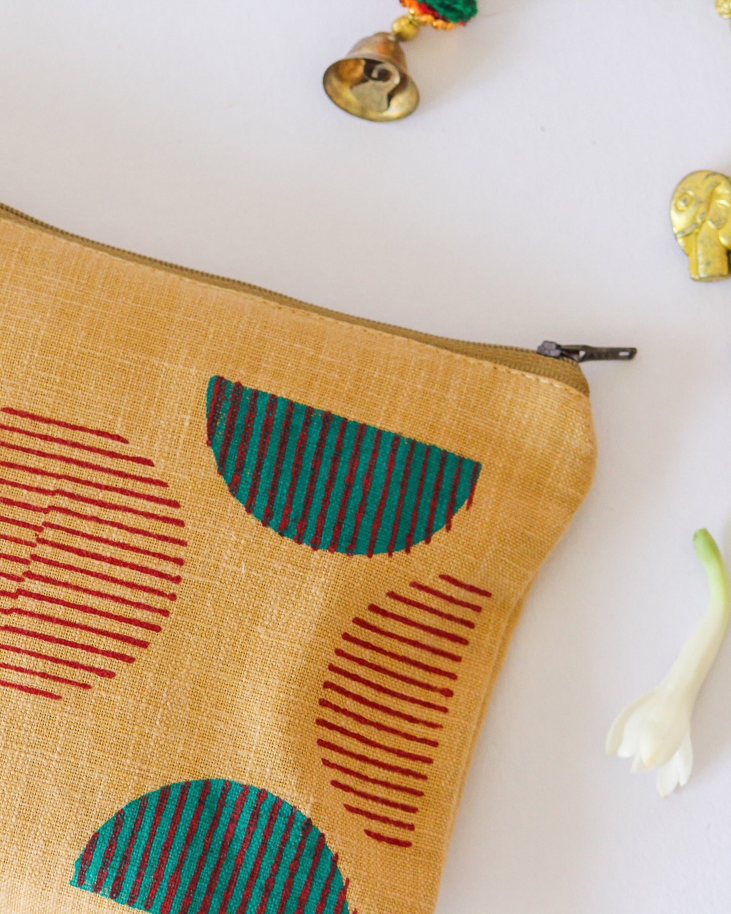 Cycle Wheel Hand Block Printed Pouch