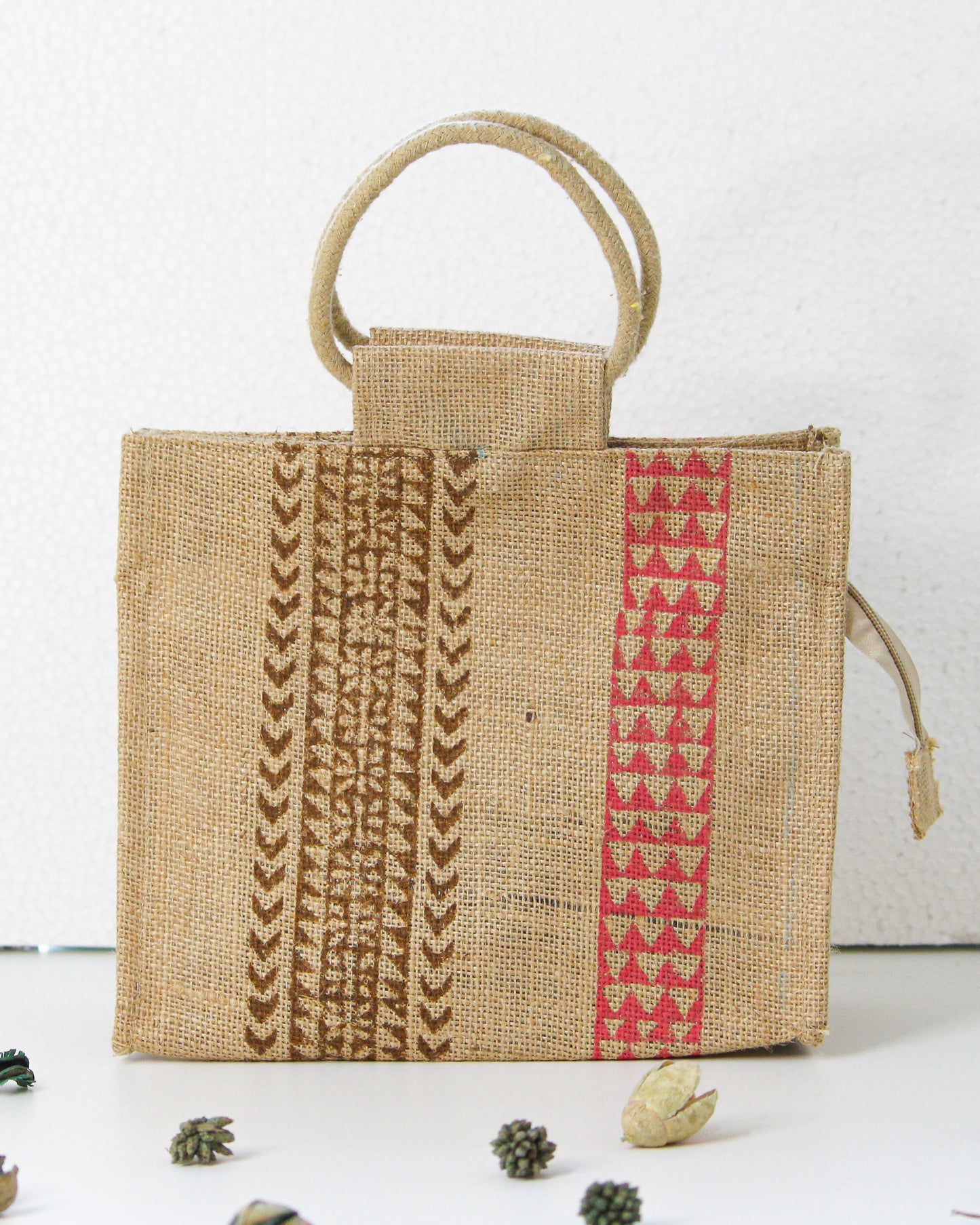 Taupe Jute Lunch Bag