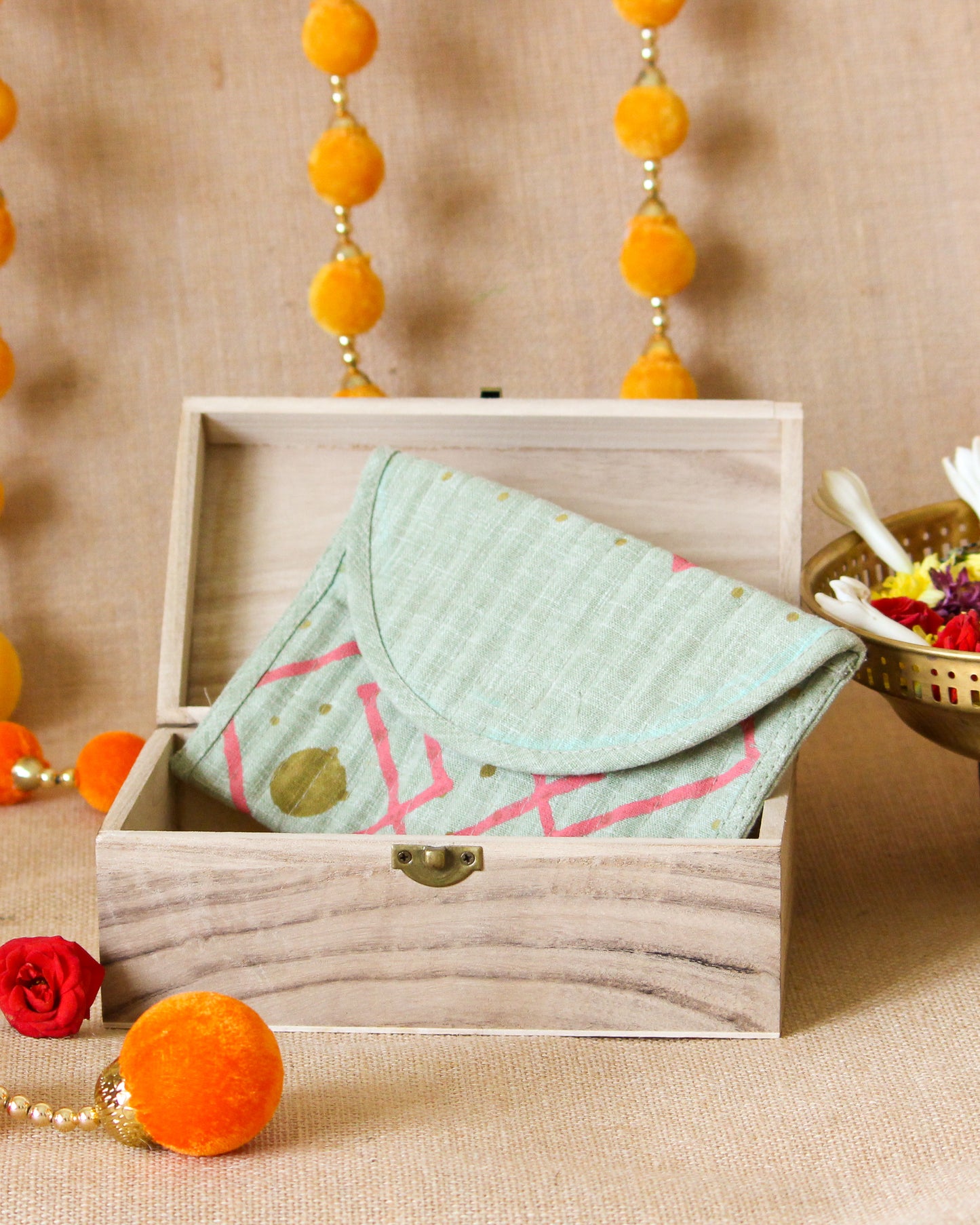 Kolam Design Hand Block Printed Purse