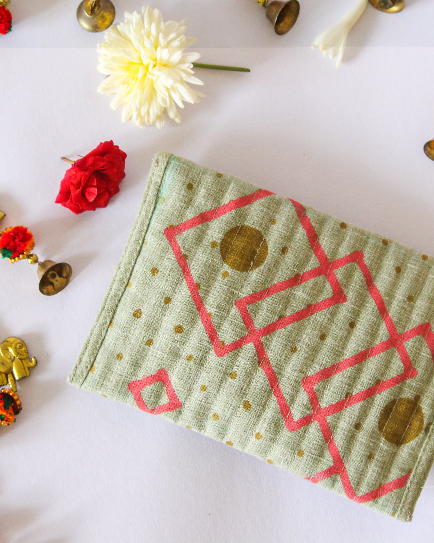 Kolam Design Hand Block Printed Purse