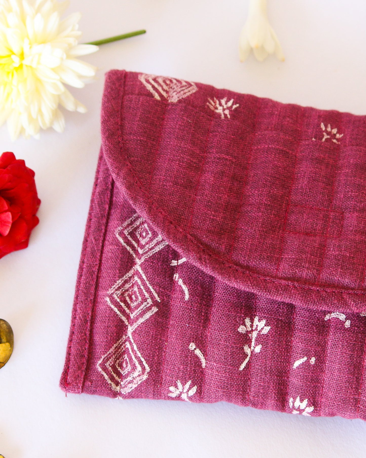 Guldasta Violet Hand Block Printed Purse