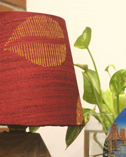 Hand Block-Printed Burgundy Lamp