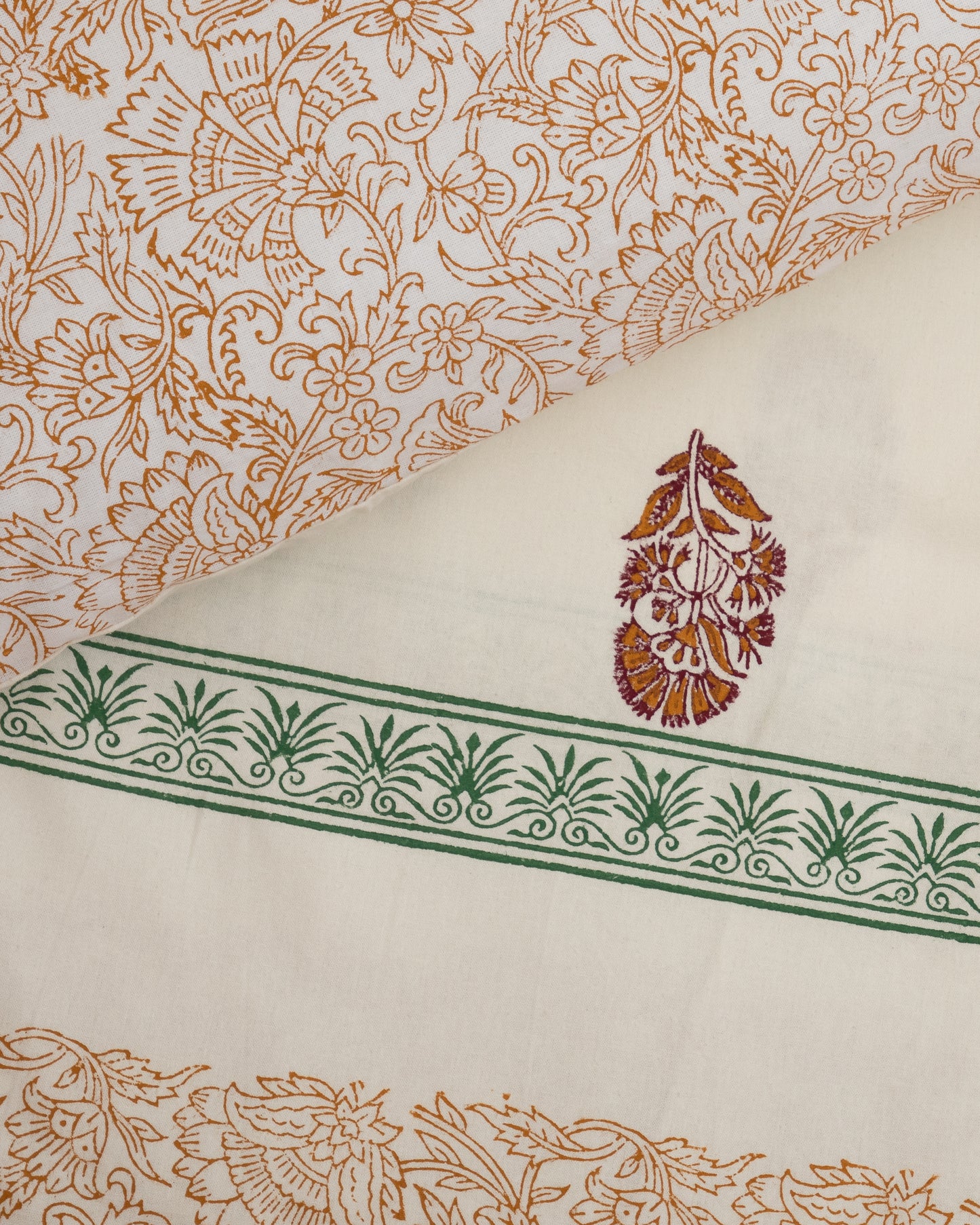 Marigold Hand Block Printed Bedsheet