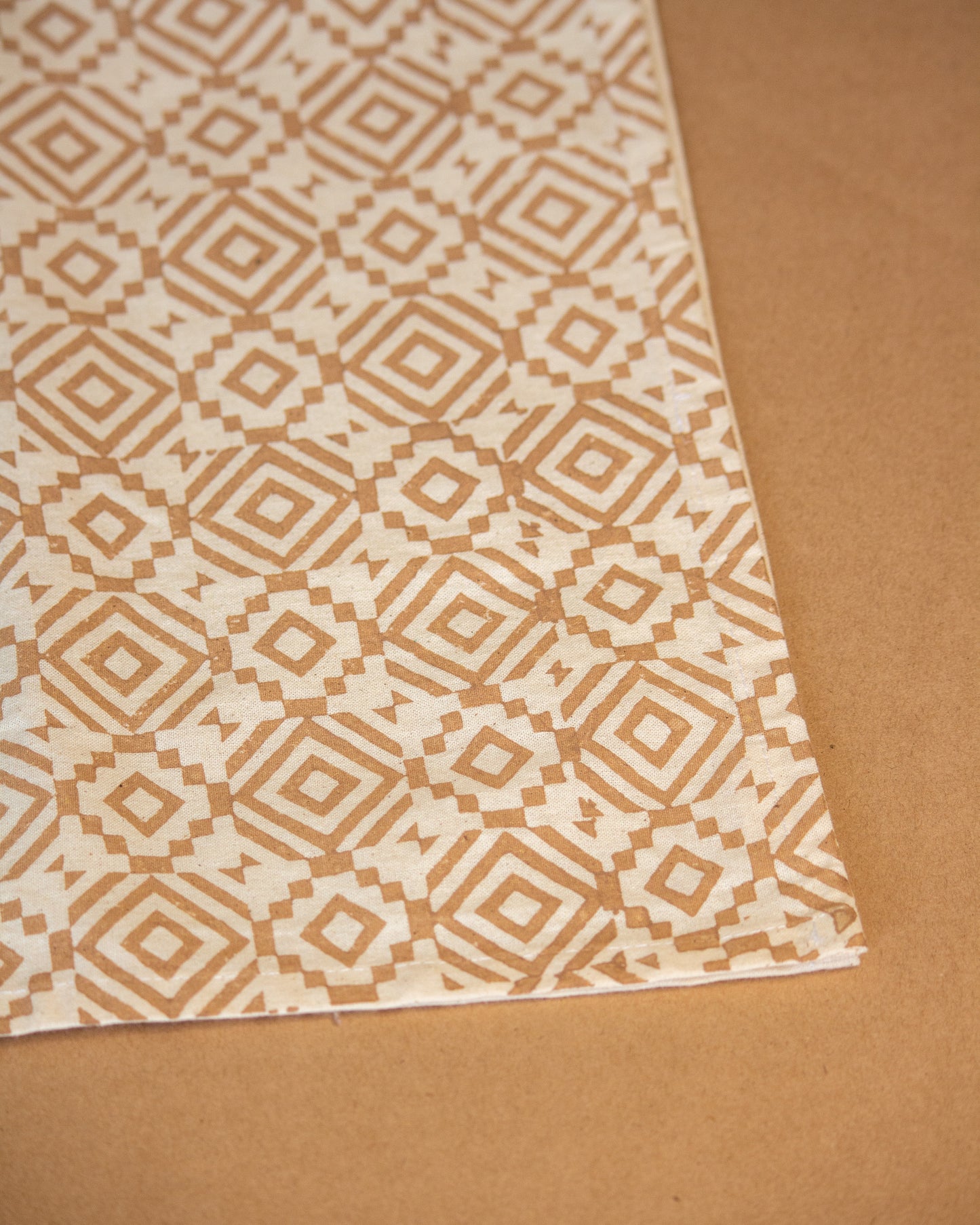 Beige Hand Block Printed Runner