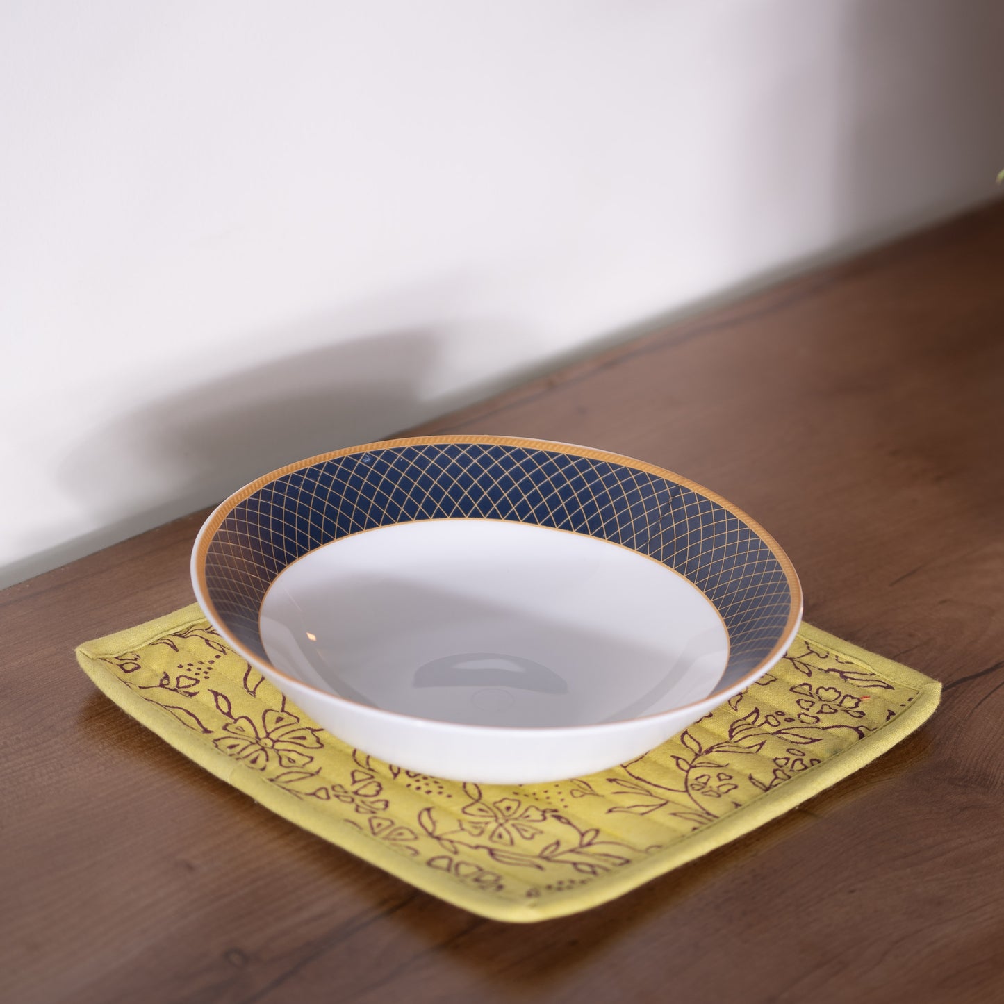 Springtime Green With Purple Block Printed Serving Coaster