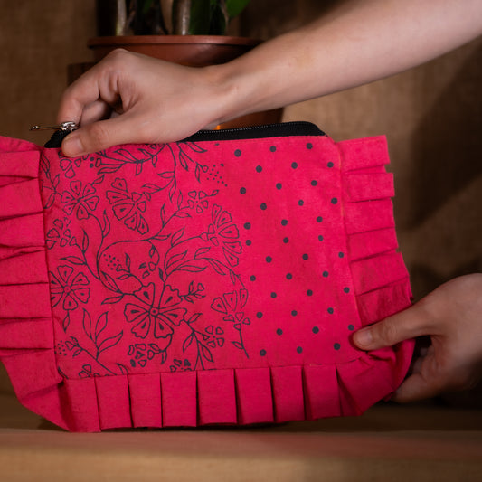 Charming Pink Pleated Pouch