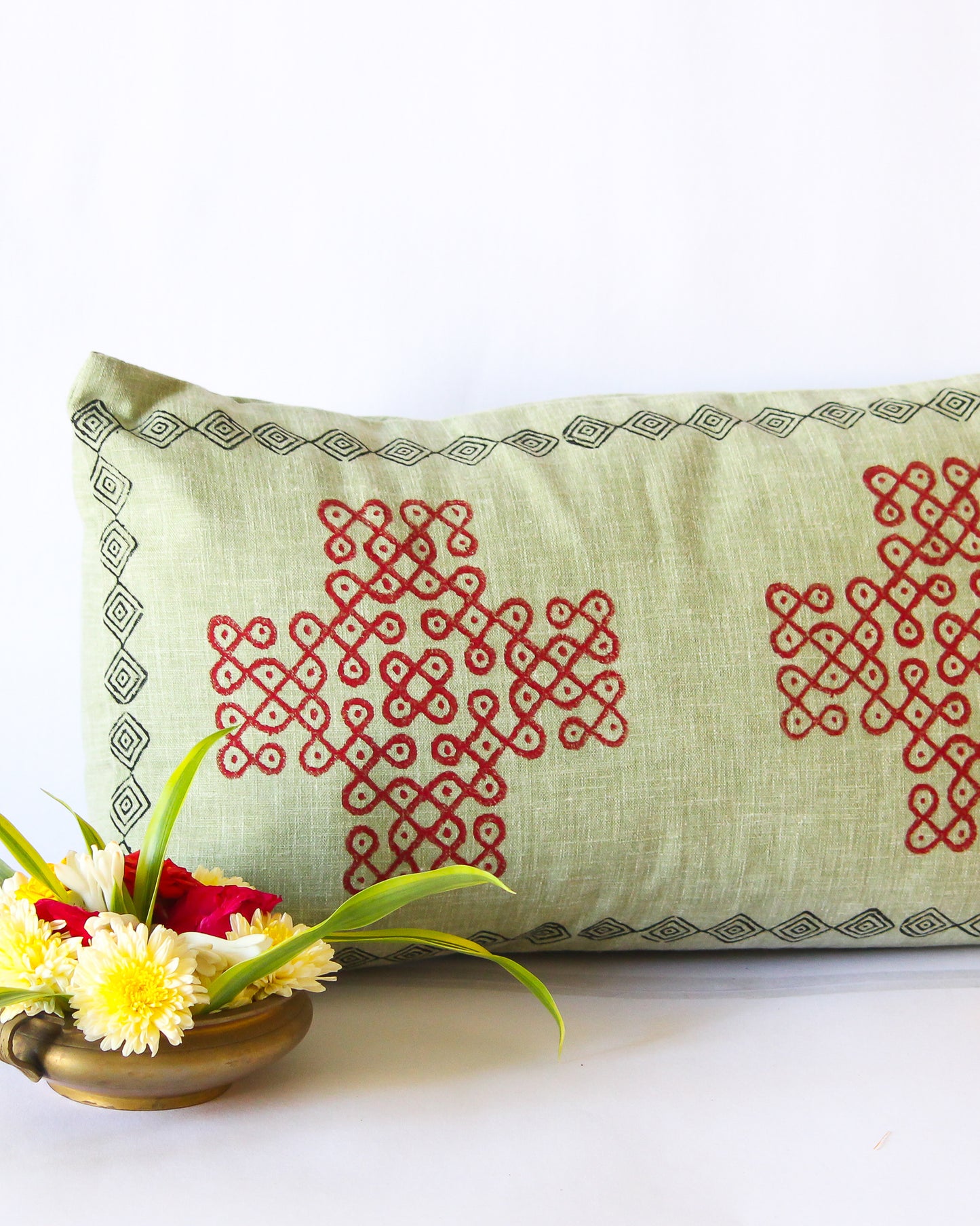 Kolam Hand Block Printed Cushion Cover