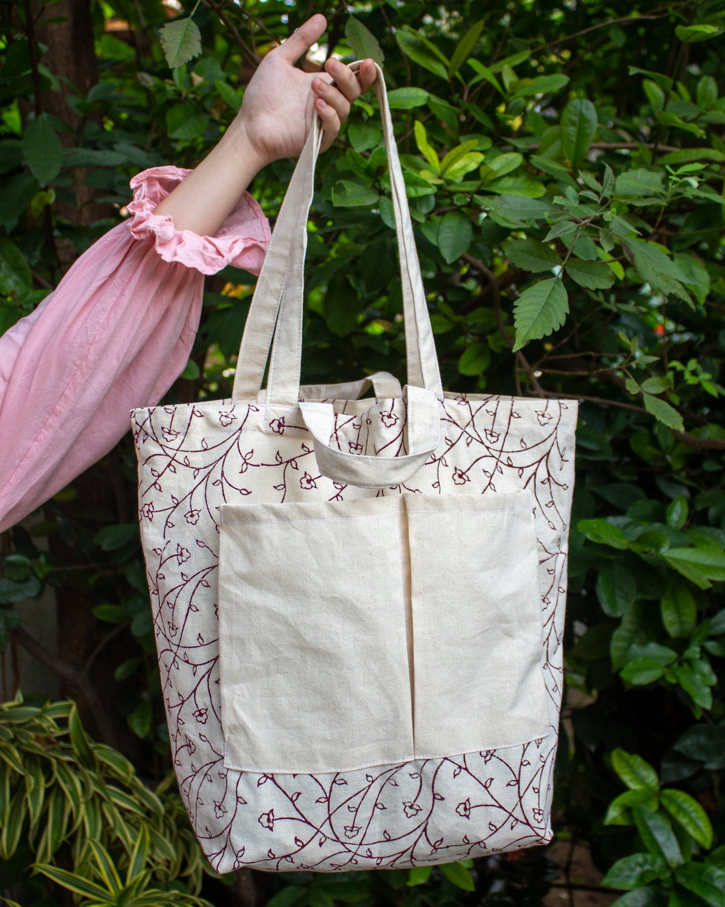 Floral Double Hand Tote Bag