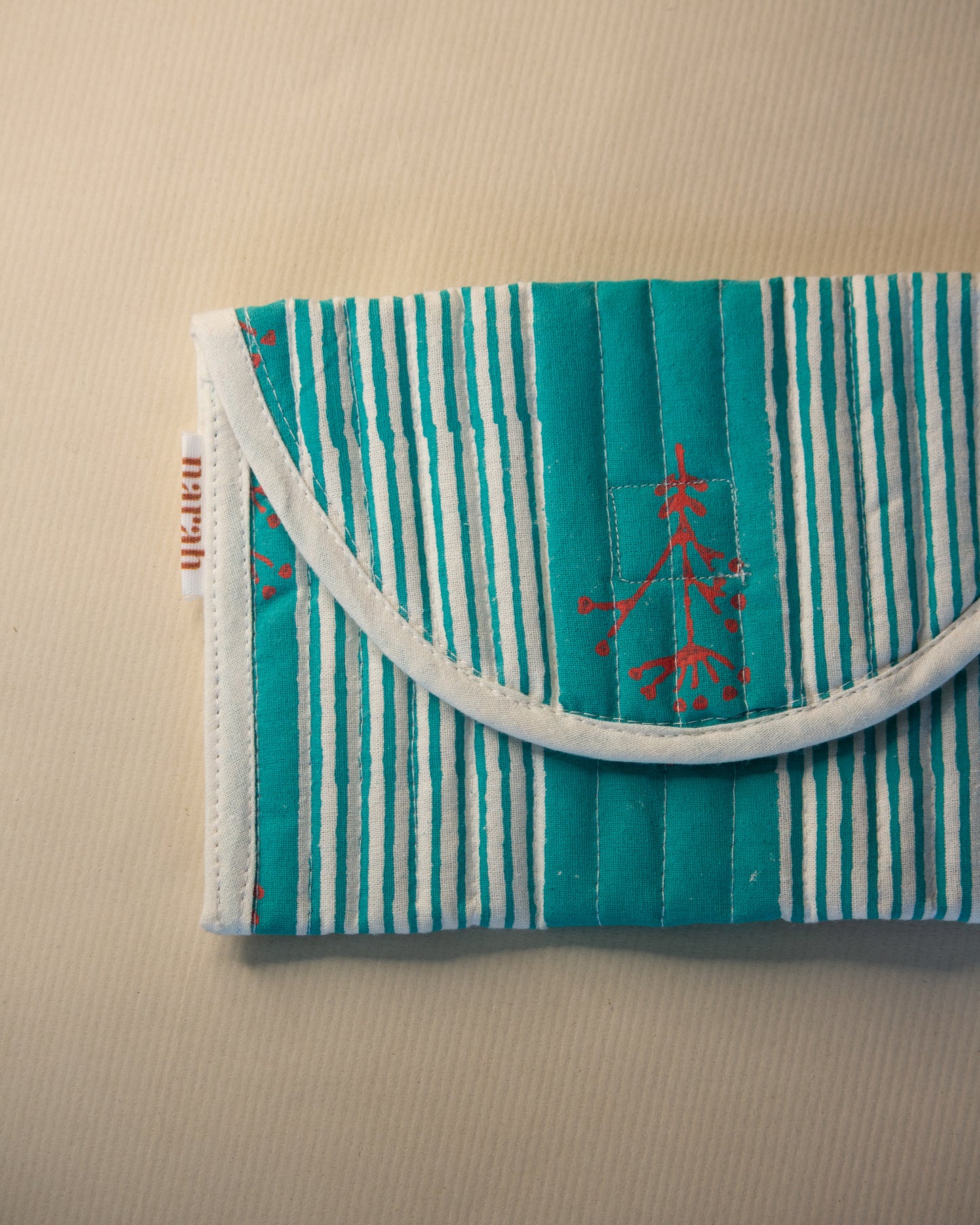 Turquoise U-Shape Quilted Purse