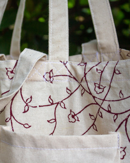 Floral Double Hand Tote Bag