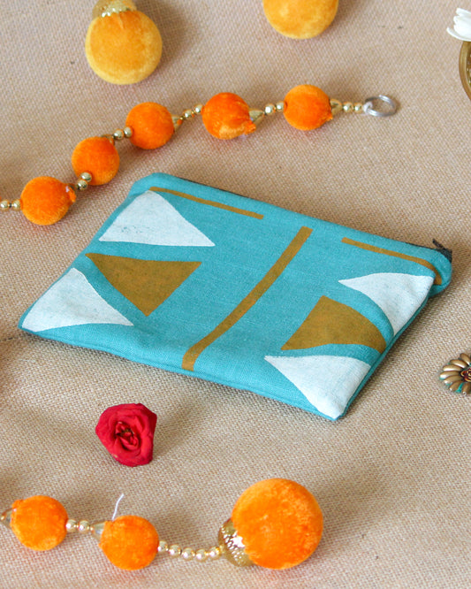 Temple Design Hand Block Printed Pouch