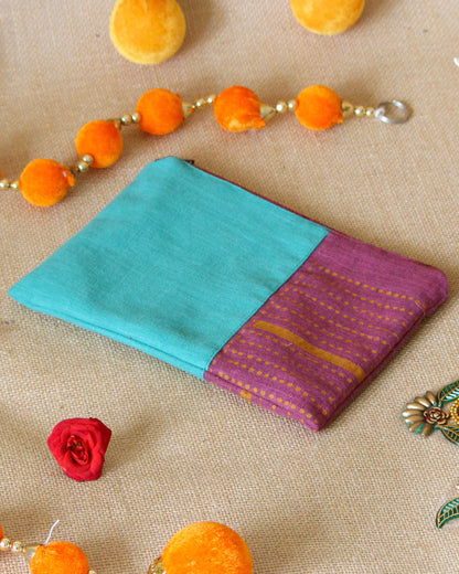 Running Stitch Hand Block Printed Pouch