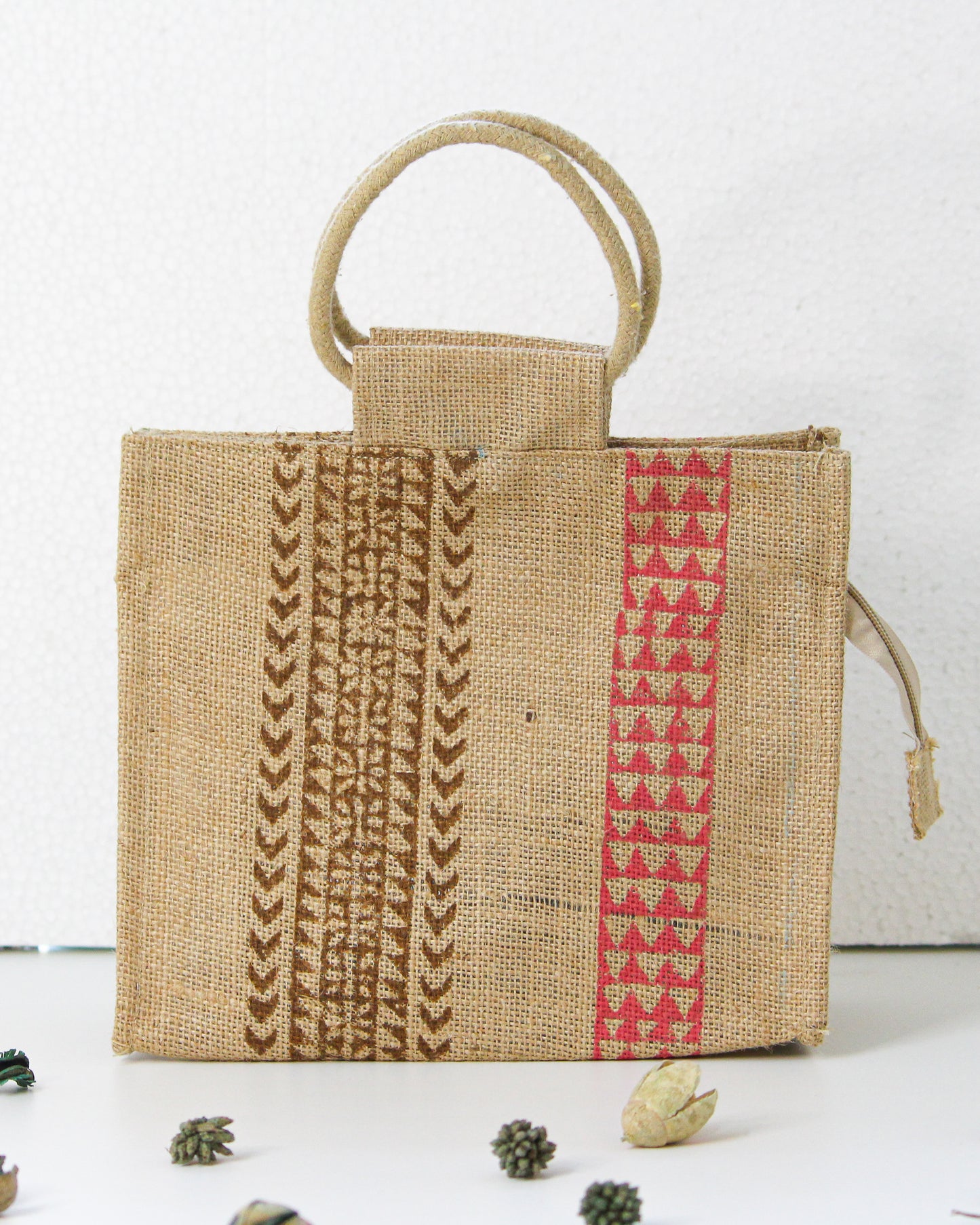 Taupe Jute Lunch Bag