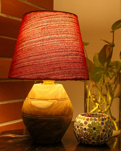 Hand Block-Printed Burgundy Lamp