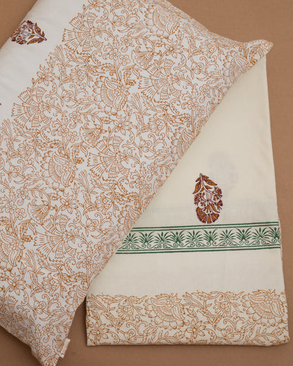 Marigold Hand Block Printed Bedsheet