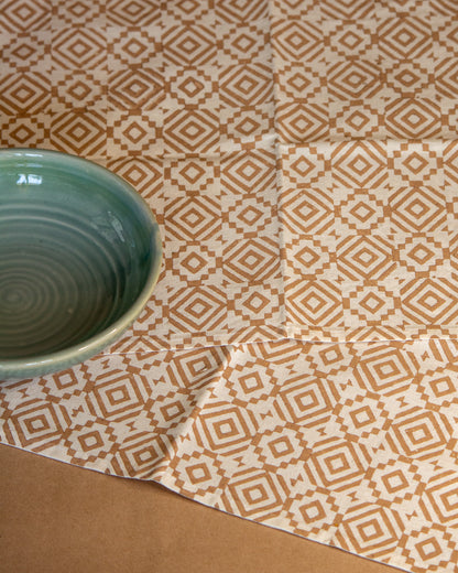 Beige Hand Block Printed Placemat Set